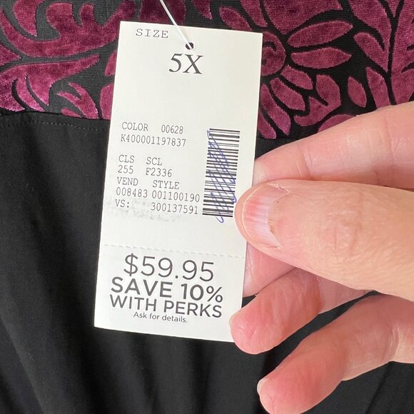 Any Wear By Catherines Velvet Burnout Flare Sleeve Cold Shldr 5X Whimsigoth NWT - Picture 4 of 11